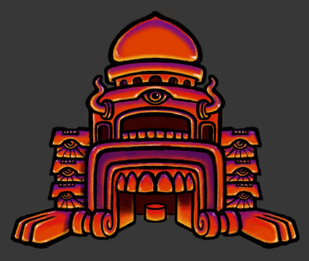 Psychedelic Monster Mouth Temple Sketch Color 01 Coghill 