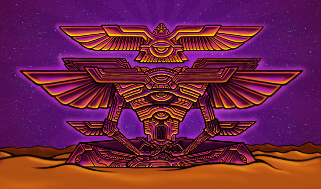 Winged pyramid psychedelic meditator visionary art painting.