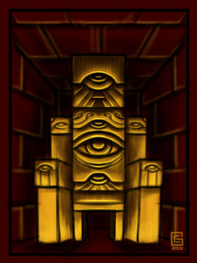 Mystic Eye Temple Corridor Idol Sketch 1